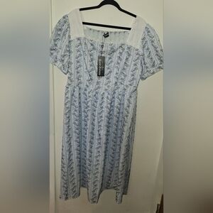 Scarlet Darkness Light Blue Floral Patterned Dress